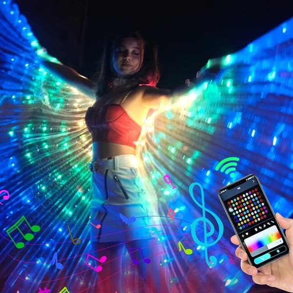 RGB LED Dansvingar, Smart Fjärrkontroll, Fluorescerande Fjärilskostym,Rgbic Fjärrkontroll