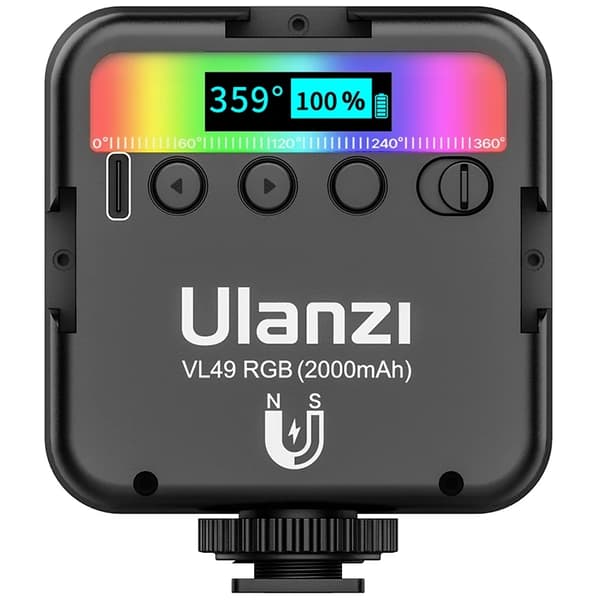 Mini RGB LED Video Lys, Justerbar Farvetemperatur, Kompakt Design,Sort