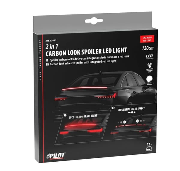 Hiilitarra spoileriin LED-valolla 120 cm 12V punainen