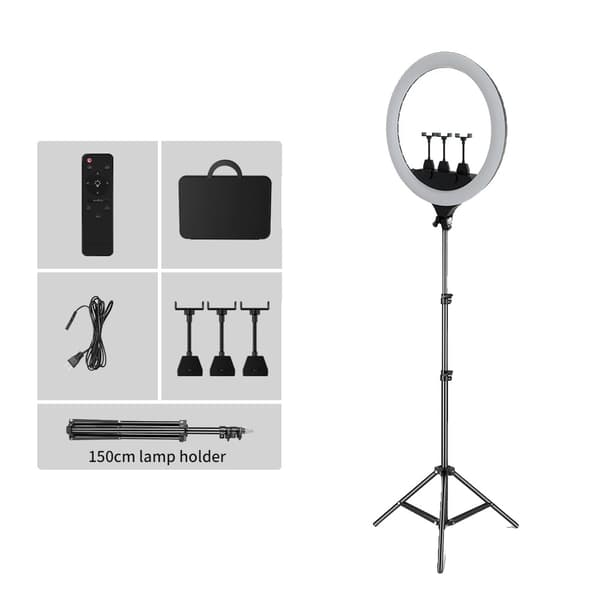 LED Selfie Ring Light, Justerbar Lysstyrke, To-farvet Temperatur,150 cm stativ