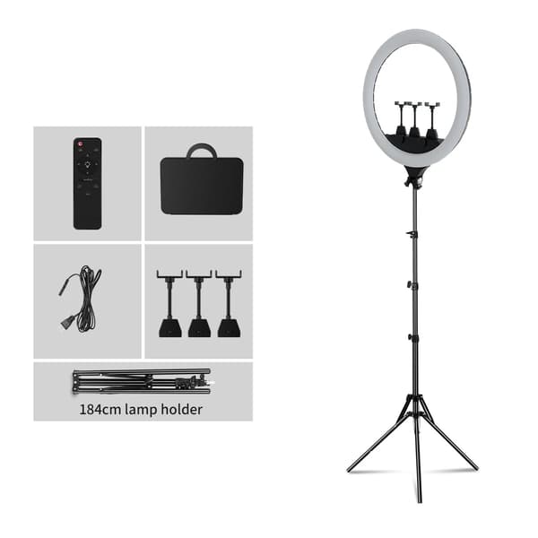 LED-selfie-renkaavalot, säädettävä kirkkaus, kaksivärilämpötila,184 cm jalusta
