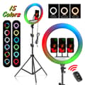 Pikkukuva 2 / 2: 14 tuuman RGB-renkaisvalaisin, säädettävä jalusta, Bluetooth-ohjaus,100cm kolmijalan kanssa