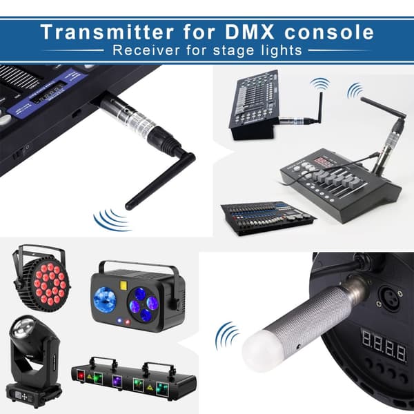 Langaton DMX512-vastaanotin, 400 metrin viestintäetäisyys, 16 tunnin käyttöaika,EU Plug 4kpl