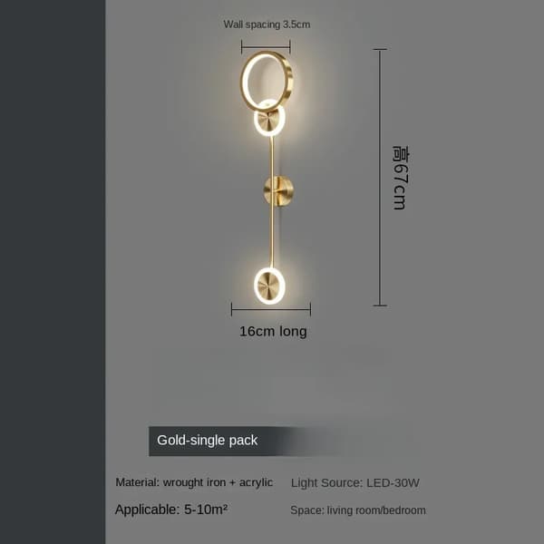 Moderni LED-seinävalaisin, valettu rauta + akryyli, ihanteellinen olohuoneeseen/makuuhuoneeseen,Golde-B, Lämmin valkoinen