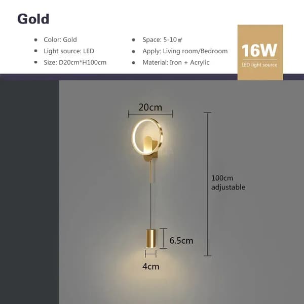 Moderne LED Væglampe, Smedejern + Akryl, Ideel til Stue/ soveværelse,Varm hvid, Golde-A