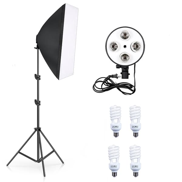 Softbox Belysningskit, Justerbar Lystativ, Flere Pære Muligheder,45W pære