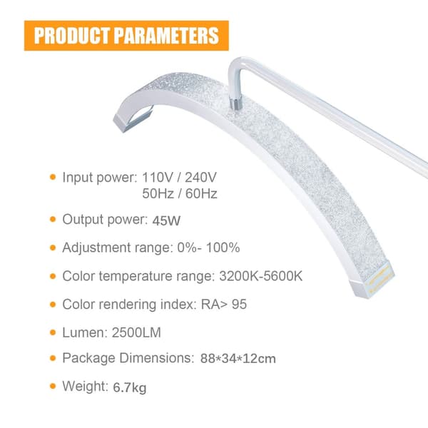 FOSOTO Valokuva LED Puolikuun Valo, 45W Teho, 3200-5600K Säädettävä Väri lämpötila,valkoinen FT-Y9