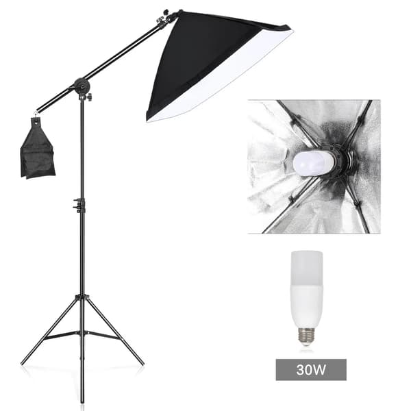 Fotografi Softbox Belysningskit, Justerbart Ljusstativ, E27 Bas Kompatibilitet,30W Glödlampa och Bar