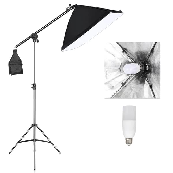 Fotografi Softbox Belysningskit, Justerbar Lystativ, E27 Sokkel Kompatibilitet,30W pære og stang