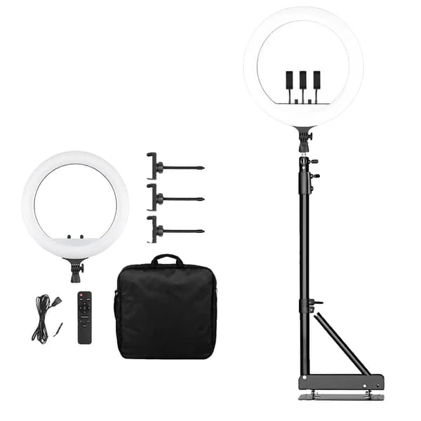 18 Tommer Ringlys, Dæmpbar 2500k-8500k, Justerbar Lysstyrke,18E 170cm beslag