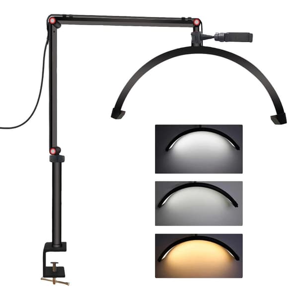 LED Halvmåne Skönhetslampa, Justerbar Färgtemperatur, 10 Ljusstyrkenivåer,16-20W, svart