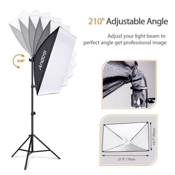Studiofotografi Lyskitt, Bi-Farvet LED Justerbart Lys, Inkluderer Softbox og Boom Arm,EU