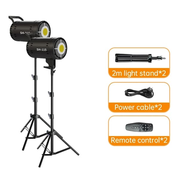 100W Fotografi LED Videolampa, Justerbar Ljusstyrka, Hög Luminans,2m Stativ 115W 2st
