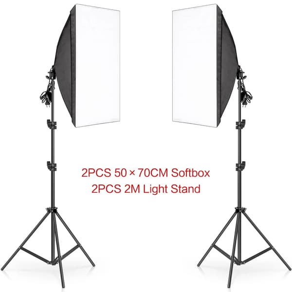 Fotografi Softbox Sæt, 50x70CM Softbox, Justerbar 2M Lystativ,Ingen pærer Ingen taske