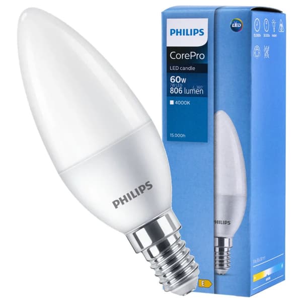 E14 Philips CorePro LED-lampa 7W = 60W 4000K Neutral Kärlform