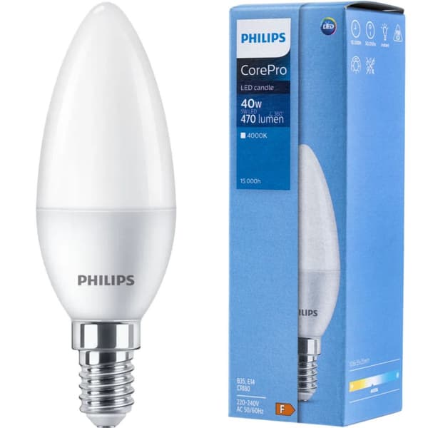 LED-lamppu E14 5W = 40W 470lm 4000K Neutraali kynttilälamppu PHILIPS