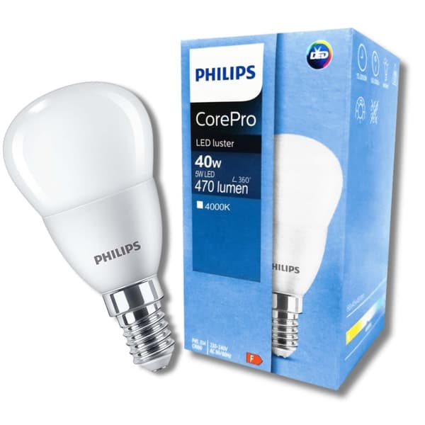 LED-lampa E14 P45 5W = 40W 470lm 4000K Neutral PHILIPS CorePro