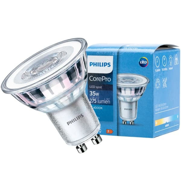 LED-pære GU10 3,5W = 35W 275lm 4000K Neutral 36° PHILIPS