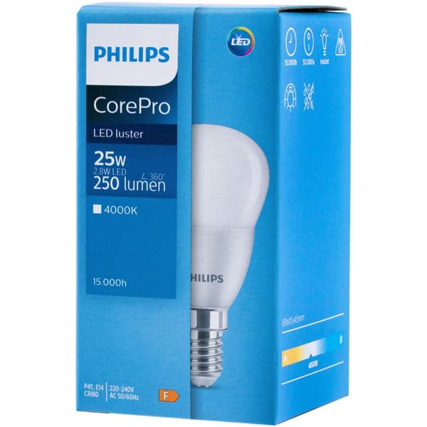 LED-pære E14 2,8W = 25W 250lm 4000K Neutral PHILIPS