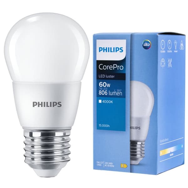 LED-pære E27 7W = 60W 806lm 4000K Neutral PHILIPS
