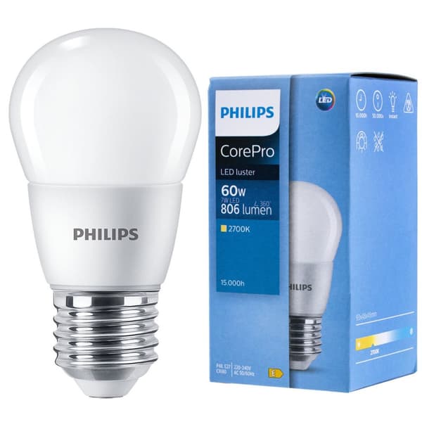 LED-pære E27 7W = 60W 806lm 2700K Varm PHILIPS