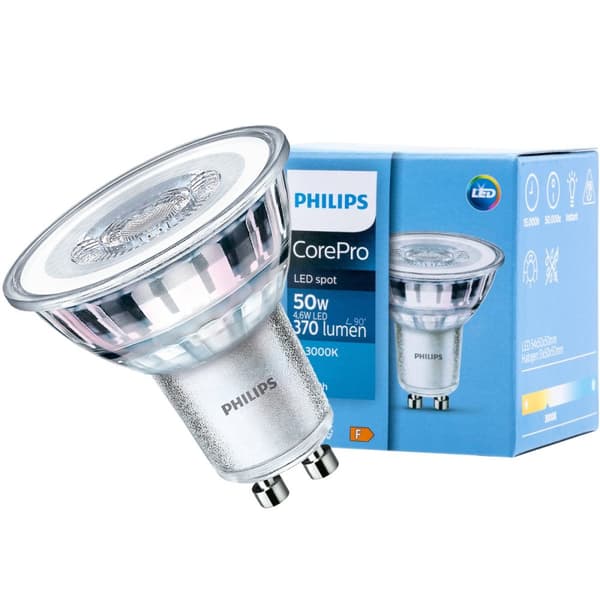 LED-pære GU10 4,6W = 50W 370lm 3000K Varm 36° spotlight PHILIPS