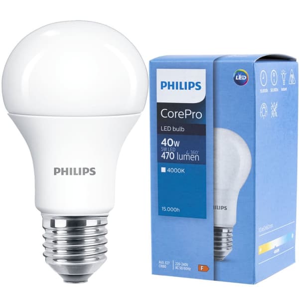 LED-lamppu E27 A60 4,9 W = 40 W 470 lm 4000 K Neutraali 200° PHILIPS