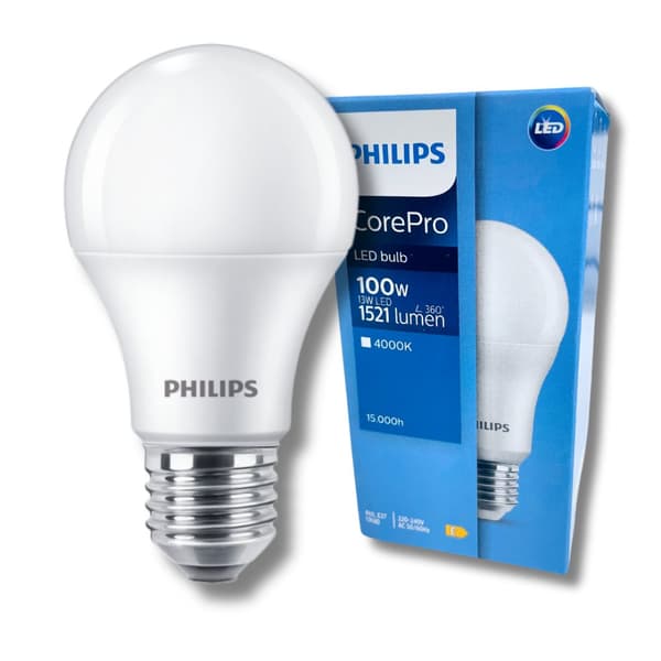 LED-pære E27 13W = 100W 4000K Neutral 1521lm Philips CorePro