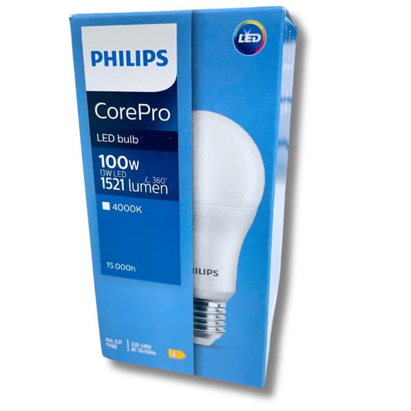 LED-pære E27 13W = 100W 4000K Neutral 1521lm Philips CorePro