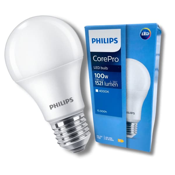 LED-pære E27 13W = 100W 4000K Neutral 1521lm Philips CorePro