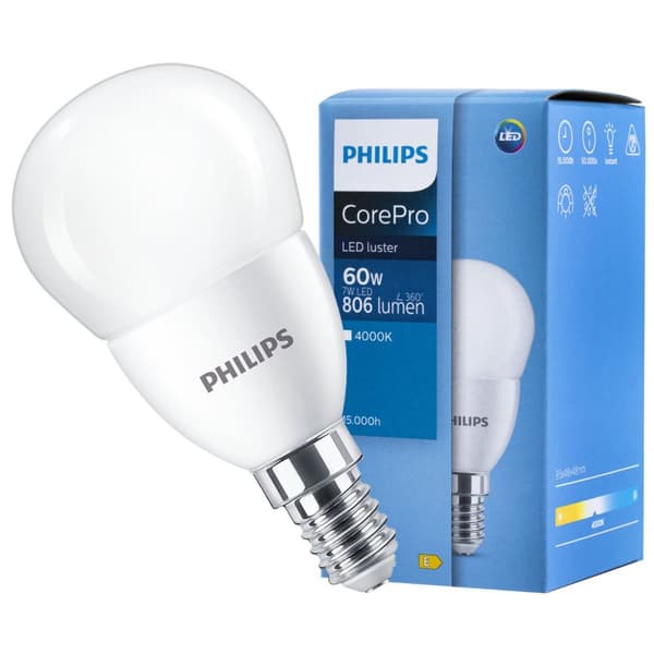 LED-pære E14 7W = 60W 806lm 4000K Neutral PHILIPS