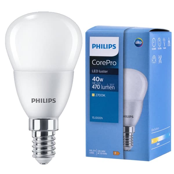 LED-lamppu E14 5W = 40W 470lm 2700K Lämmin PHILIPS