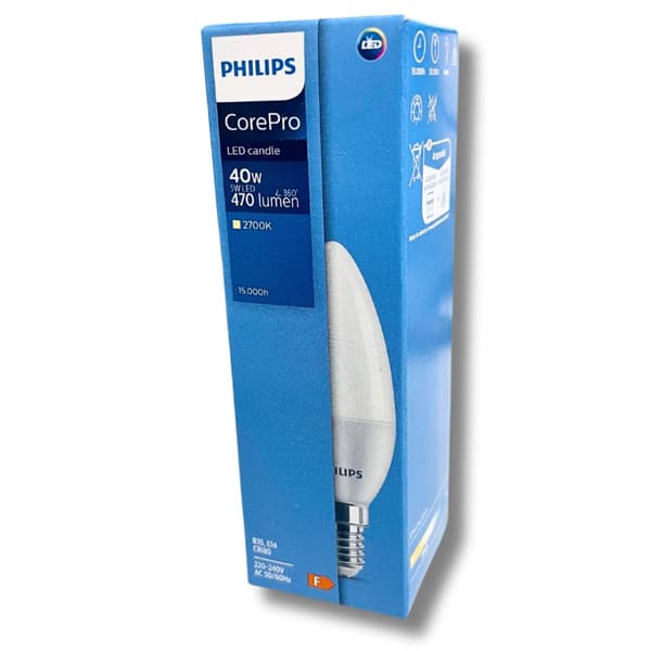 LED-lampa E14 5W = 40W 470lm 2700K Varm PHILIPS Ljuskälla