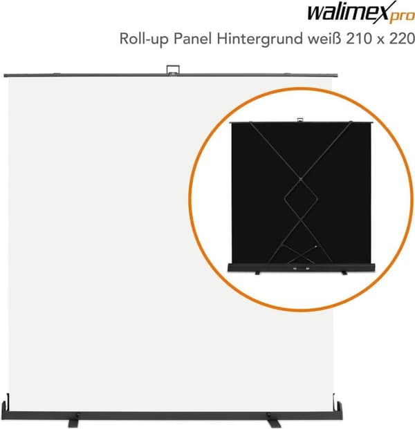 walimex pro roll-up paneeli tausta 210x220cm valkoinen (23210)