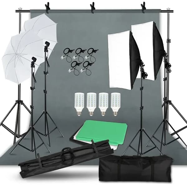 Fotobelysningssats, bärbar väska, mjukt paraply,Fotostudio Kit 53-a