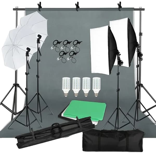 Fotobelysningssats, bärbar väska, mjukt paraply,Fotostudio Kit 53-a