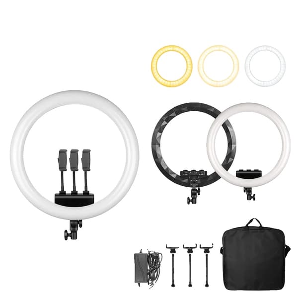 18-tums LED-ringljus, justerbar höjd 65-200 cm, dimbar ljusstyrka,18C Ingen stativ