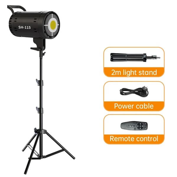SH LED COB Videolampa, Bi-färg 3200K-5600K, Justerbar ljusstyrka 1-100,Stativ 115W