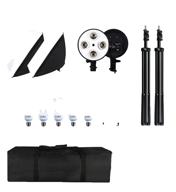Foto Studio Softbox Ljus Kit, Fyra Lampfästen, Kontinuerligt Ljussystem,8st 45W glödlampa Kit