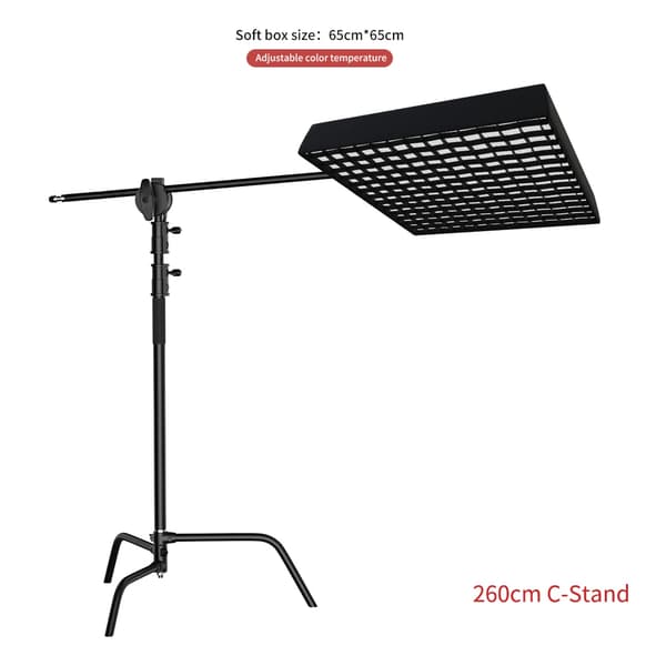 LED Softbox-lampa, 65 cm x 65 cm storlek, justerbar färgtemperatur,2.6M Svart