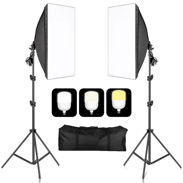 Softbox-belysningskit, 135W glödlampor, 50x70 cm softboxar,135W 3 färger-a