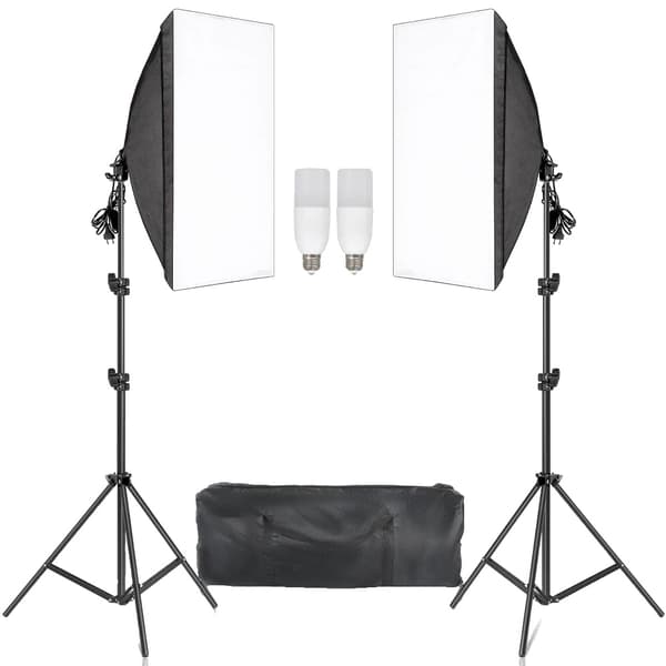 Softbox-belysningskit, 135W glödlampor, 50x70 cm softboxar,40W Vit Färg