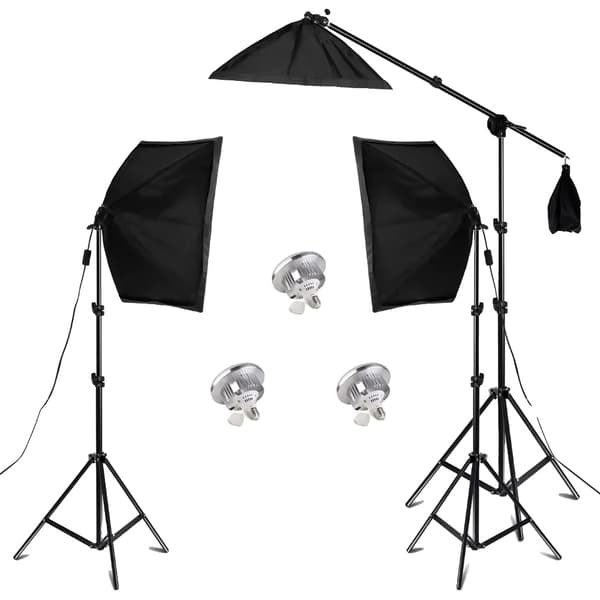 Fotografi Softbox Belysningskit, 3 Softboxar, Justerbara Stativ,3st 45W UFO
