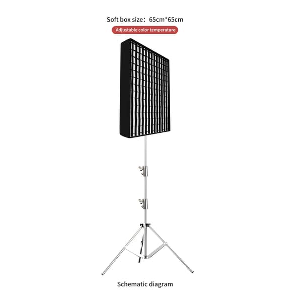 LED Softbox-lampa, 65 cm x 65 cm storlek, justerbar färgtemperatur,Med 2.8M stativ