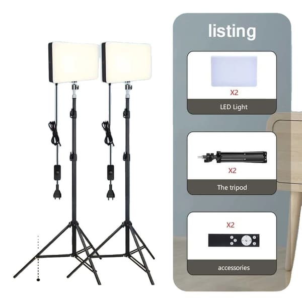 LED Fyllamp, Tvåfärgad Belysning, USB Laddning,2 SET 160CM stativ