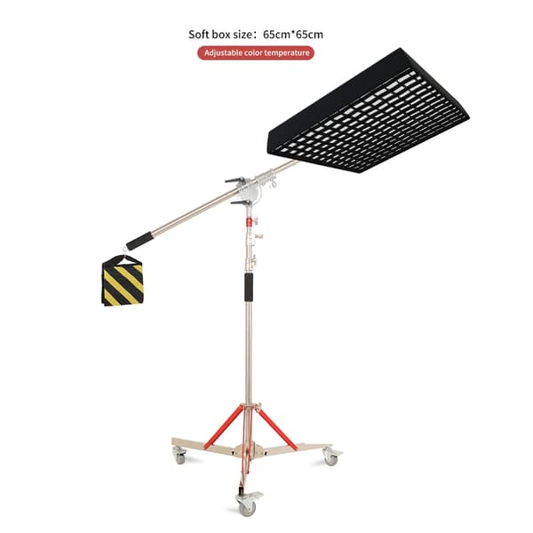 LED Softbox-lampa, 65 cm x 65 cm storlek, justerbar färgtemperatur,3.2M och arm