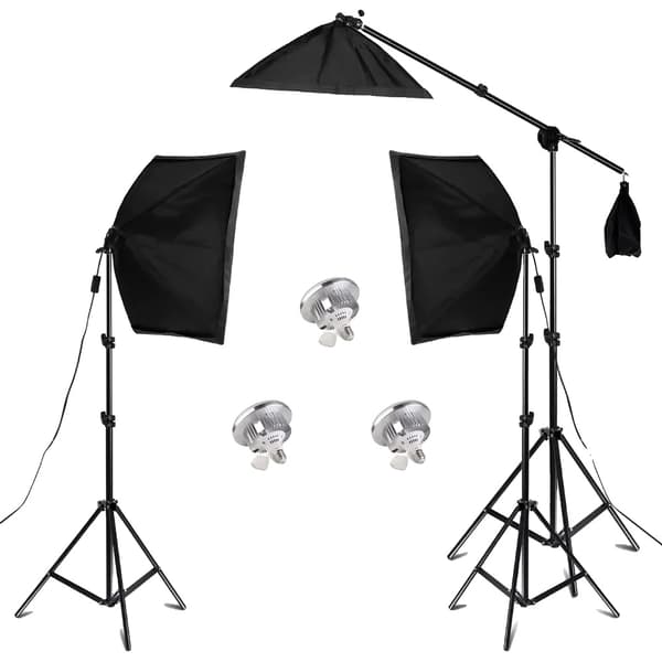 Fotografi Softbox Belysningskit, 3 Softboxar, Justerbara Stativ,3st 70W UFO