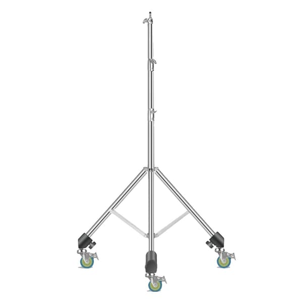 Lysstativ, rustfrit stål konstruktion, maksimal højde 290CM,2.8m Med hjul