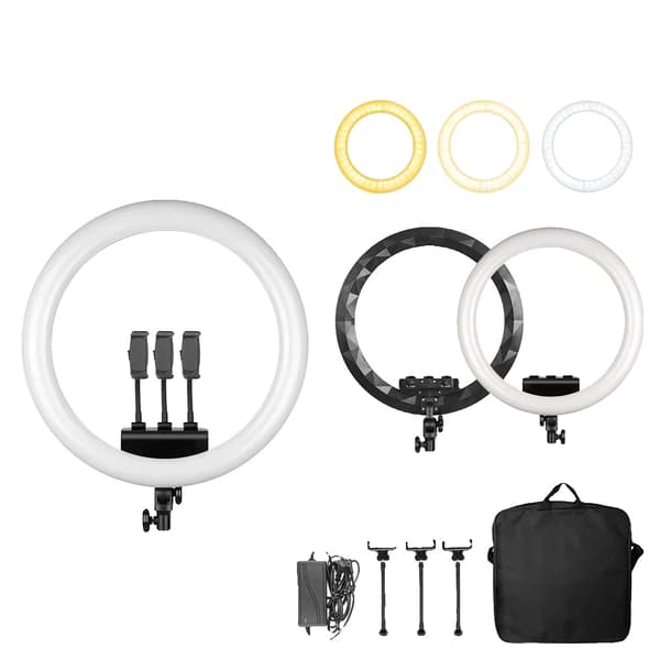 18 Tommer Ringlys, Justerbar Lysstyrke, 2500k-8500k Farvetemperatur,18C Ingen tripod