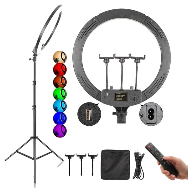 LED Ring Light, Justerbar ljusstyrka, 360° rotation,100CM Stativ A